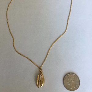 Gold cowrie shell necklaces with rhinestones